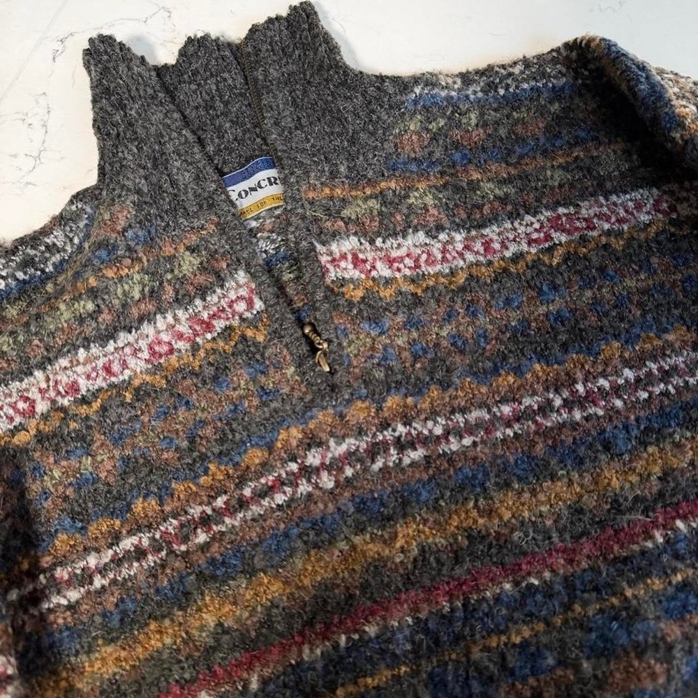 Vintage 90s Concrete Made For The Street Sweater Mens L Wool Blend Quarter Zip